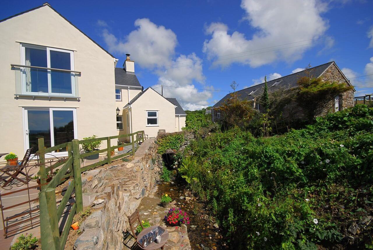 Sunny south facing patio with sea views